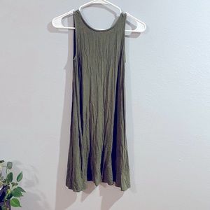 Olive Super Comfortable Jersey Flare High Neck Dress